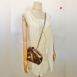 VINTAGE Y2K MONORENO BOHO SLEEVELESS LAYERED CINCH VESTS CROCHET TANK DRESS